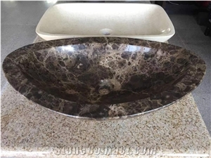 Dark Marble Wash Basins Kitchen Stone Sinks Bath Bowls