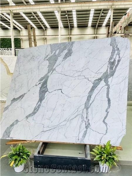 Italy Carrara Calacatta White Marble Slab Walling