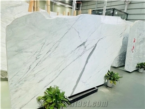 Italy White Stone Carrara Calacatta Marble Slab Floor Tile