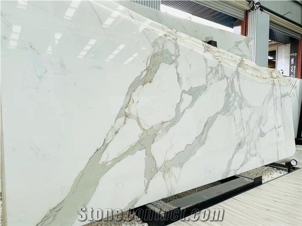 White Marble Carrara Calacatta Stone Polished Slabs Tiles