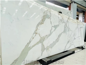 White Marble Carrara Calacatta Stone Polished Slabs Tiles