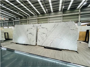 White Marble Stone Carrara Calacatta Slab