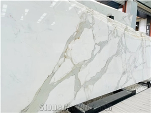 White Stone Carrara Calacatta Marble Slab for Project
