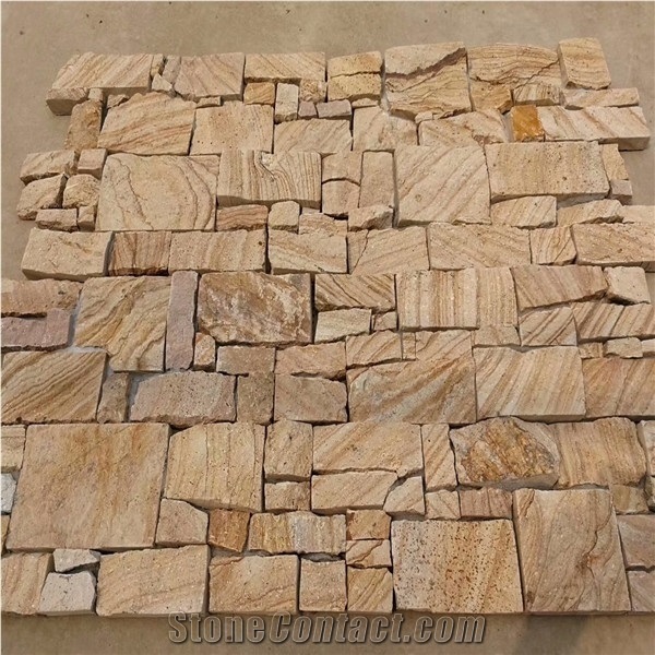 Beige Sandstone Cement Ledge Stone,Cladding Cover Pattern