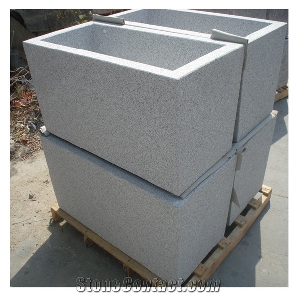 Brown Rectangle Granite Flowerpot Natural Surface Freedom