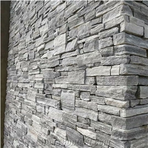 Cloudy Grey Cement Stacked Stone,Outdoor Wall Application
