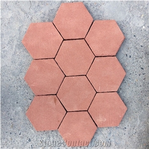 Red Sandstone Hexagonal Shape,Wall and Floor Cover Panel