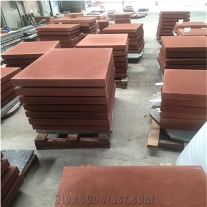 Red Sandstone Honed Wall Cladding Installation Application