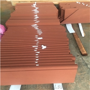 Red Sandstone Tiles Exterior Wall Covering Pattern