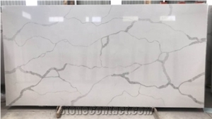 White Quartz Stone Slab Wall Installation, Clading Cover