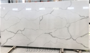 White Quartz Stone Slab Wall Installation, Clading Cover