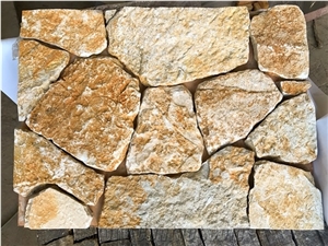 Yellow Limestone Flagstone Veneers Wall Decorative Pattern