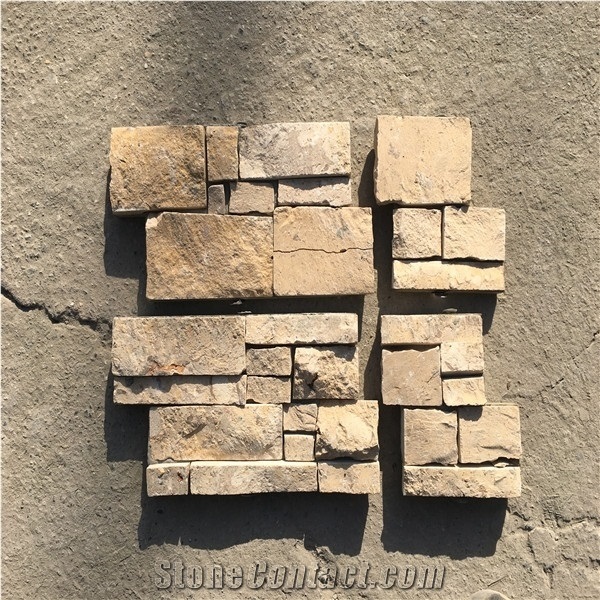 Yellow Limestone Ledge Stone,Cladding Cover Pattern