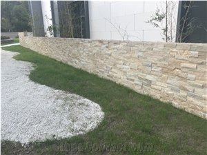 Yellow Stone Wall Pannel for Garden Decoration, Ledge Stone