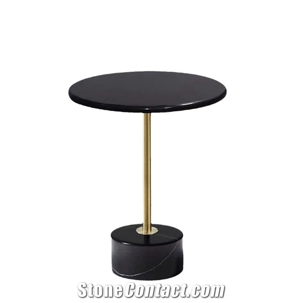 Modern Contemporary Side Table with Marble Stone Base