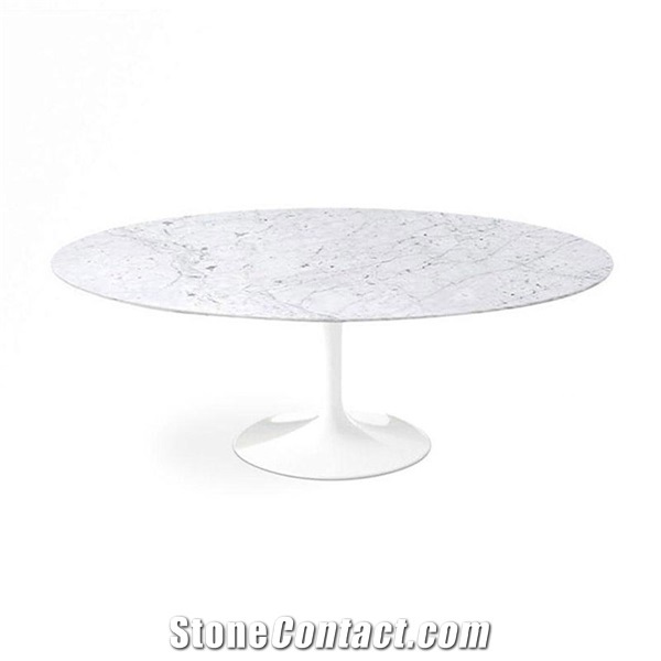 Modern Design Round White Carrara Marble Tulip Table