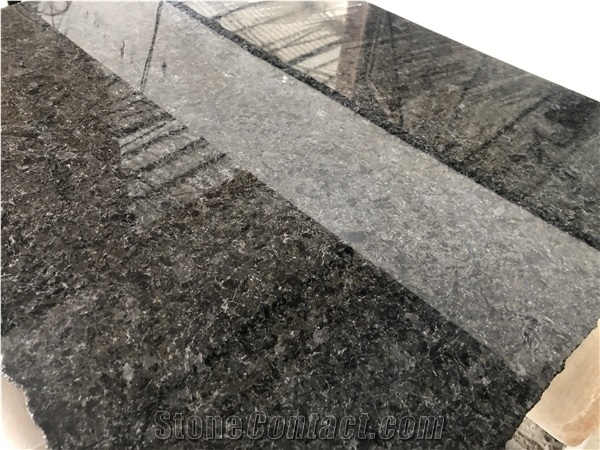 Angola Black Granite with the Green Background Floor Tile Slabs