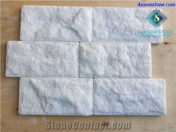 Great Deal for White Mushroom Face Marble Split Wall Stone