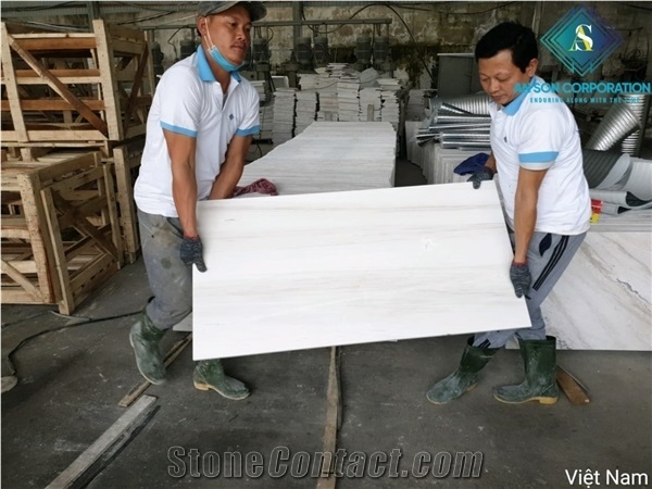Packing 5 Containers Polished White Marble Tiles from Asc
