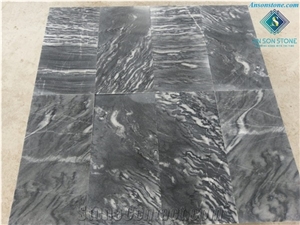 Polishing Tiger Veins Black Marble Floor & Wall