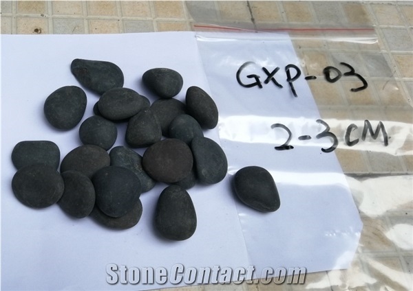 China Natural Washed Black Pebbles 2-3cm Gxp-03