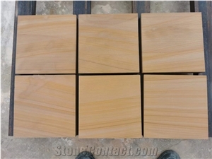 Yellow Wood Vein Rainbow Sandstone Slab Tile