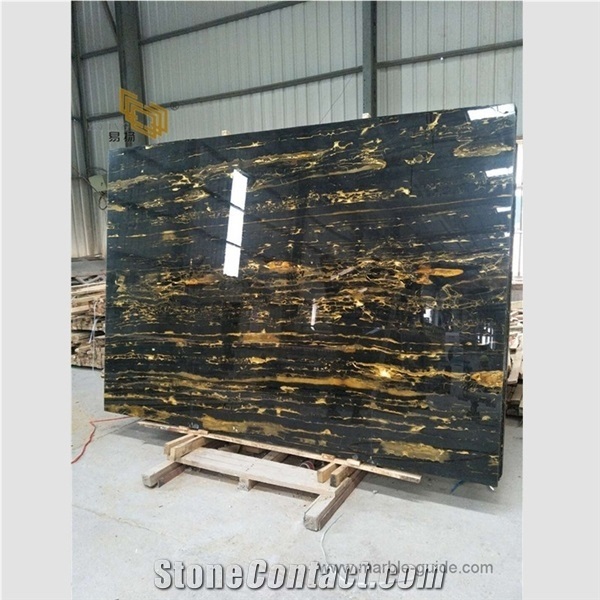 Black Golden Portoro Marble Slabs for Projects