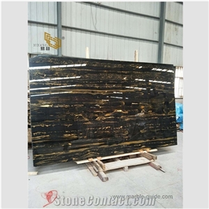 Black Golden Portoro Marble Slabs for Projects