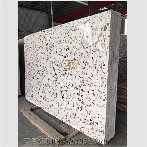 White Terrazzo Slabs and Tiles for Floor/Countertop/Table