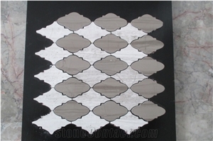 Mixed Carrara White Marble with Black Marquina Mosaic Tiles