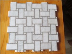 Natural Bianco Carrara Grey Veins Marble Mosaic Wall Clads