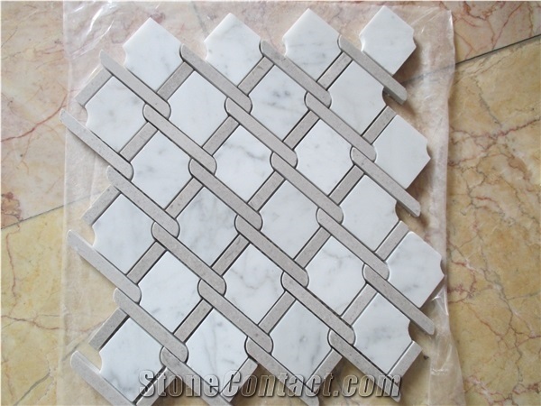 Natural Bianco White Carrara Bathroom Kitchen Marble Mosaic