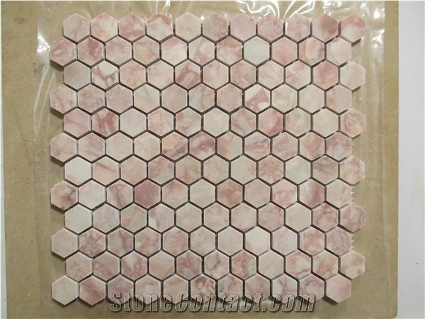 Oval Penny White Carrara Hexagon Mosaic Tile Bathroom