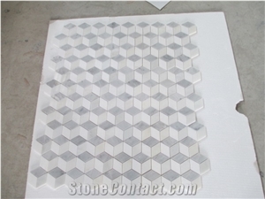 Polished Customized Shape Carrara White Marle Mosaic Art