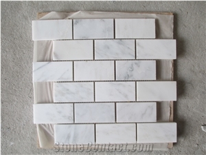 Polished Customized Size Carrara White Marble Mosiac Tiles