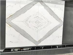 Italy Calacatta Luxury Fish Belly White Slab Wall Tile