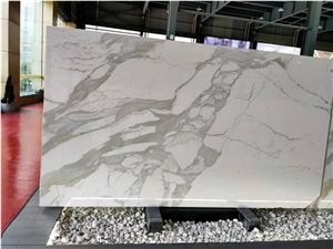 Italy Calacatta White Marble Slab Wall Floor Tiles Project