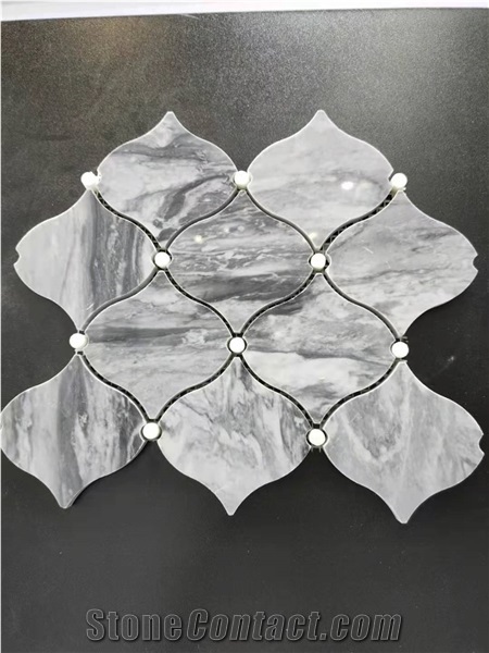 White and Grey Marble Mosaic Bathroom Floor Wall Use