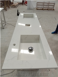 Cabinet with Artificial White Quartz Stone Vanity Countertop
