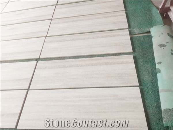 China White Wooden Marble Slabs French Pattern Flooring Tile