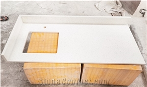 Polished Custom Quartz Countertops Wash Basin Kitchen Worktops