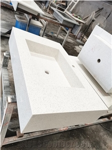 Polished Engineer Quartz Stone Integrated Vanity Top