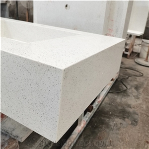 Polished Engineer Quartz Stone Integrated Vanity Top