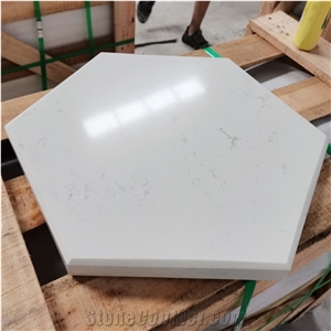 Polished White Pentagon Artificial Quartz Slab Stone