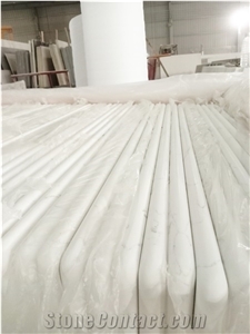 Round Edge Carrara White Artificial Quartz Stone Table Tops