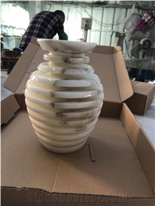 Arabescato White Marble Stone Flower Vase Design