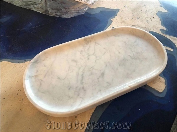 Carrara White Marble Decorative Rectangle Towel Tray