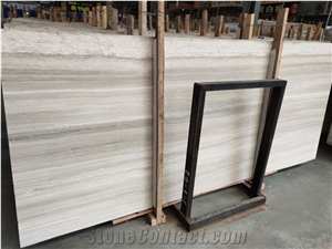China Silk Georgette White Wooden Marble Polished Slabs