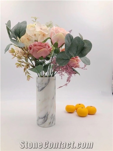 Home Decor Stone Made White Marble Flower Vase