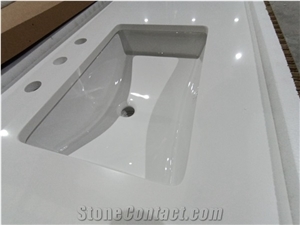 Pure White Artificial Stone Countertops with Double Sinks